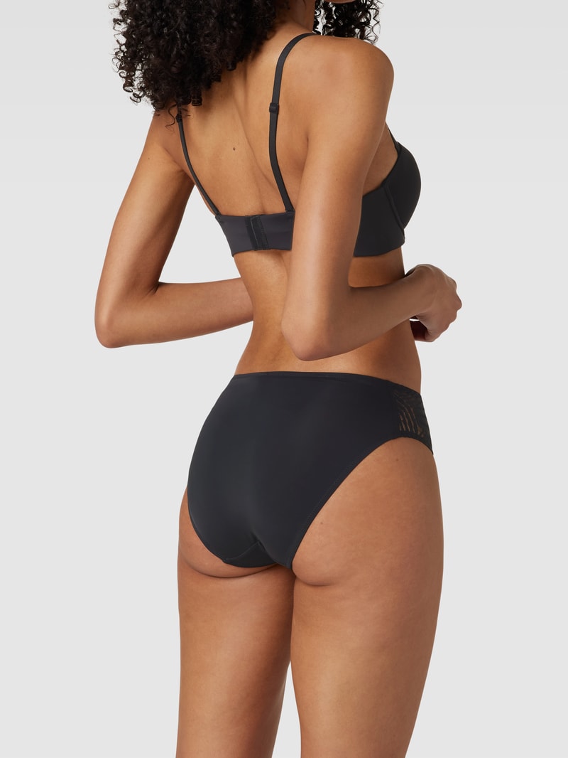 Slip mit Spitzeneinsätzen im 2er-Pack in schwarz