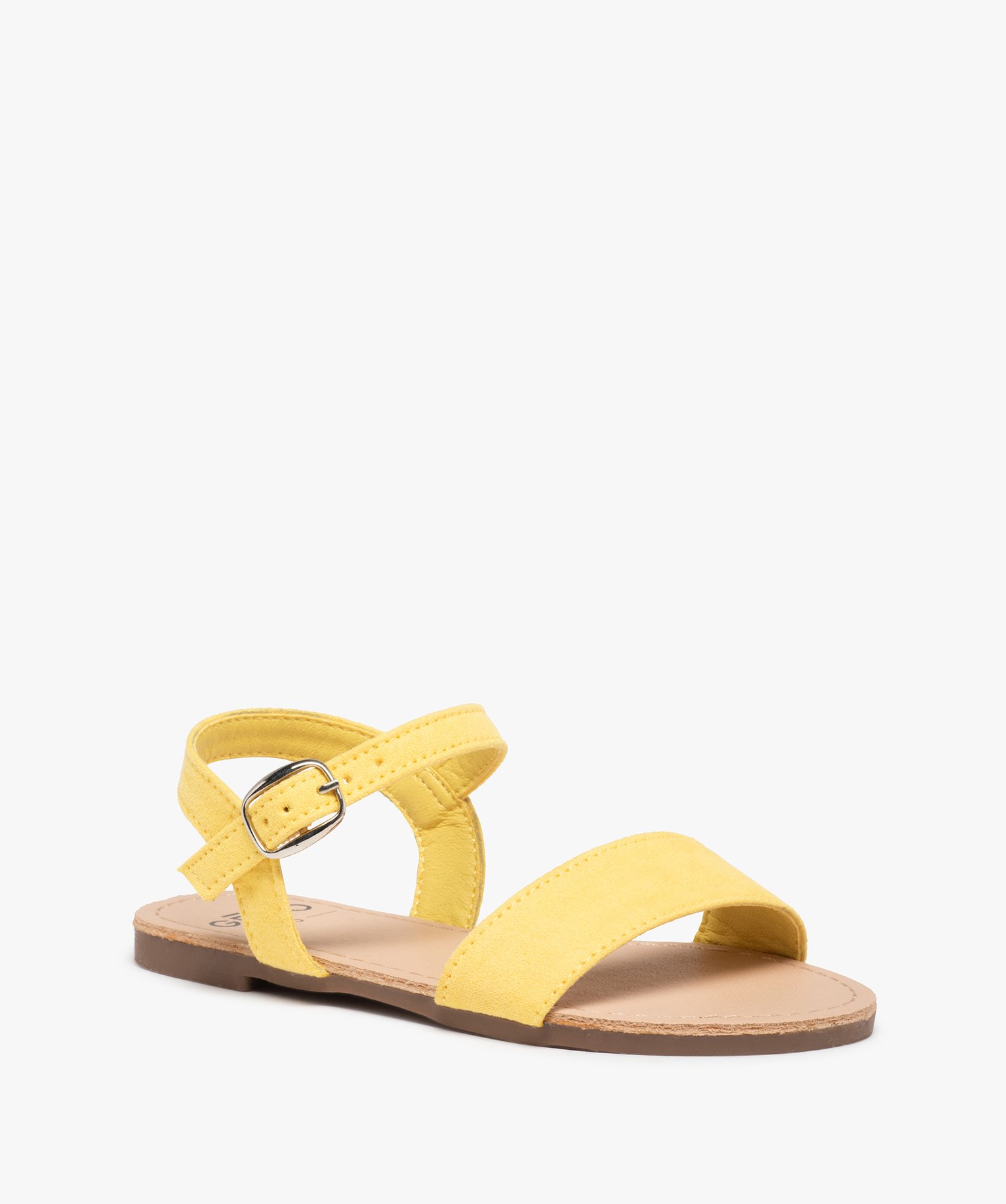 Sandales fille à brides en suédine unie jaune | GEMO