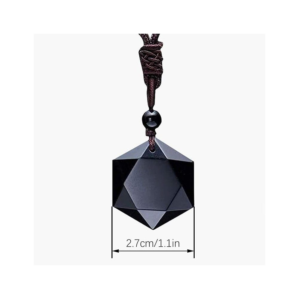 Runxizhou Anhänger Natürlicher Obsidian Hexagon Stern Anhänger