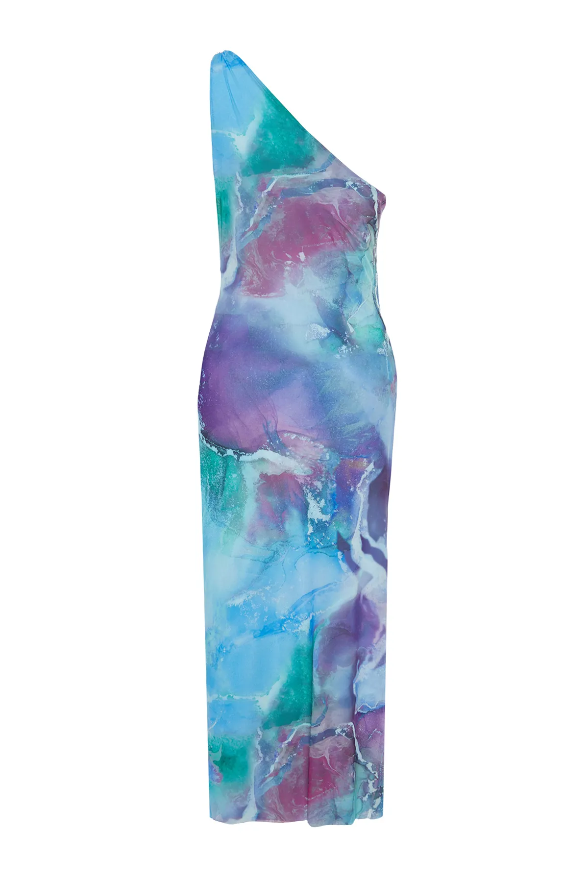 Trendyol Collection  Mehrfarbiges, einärmeliges, figurbetontes Midi-Bleistiftkleid aus flexiblem Strick und Tüll mit Accessoire-Details TWOSS24EL00174