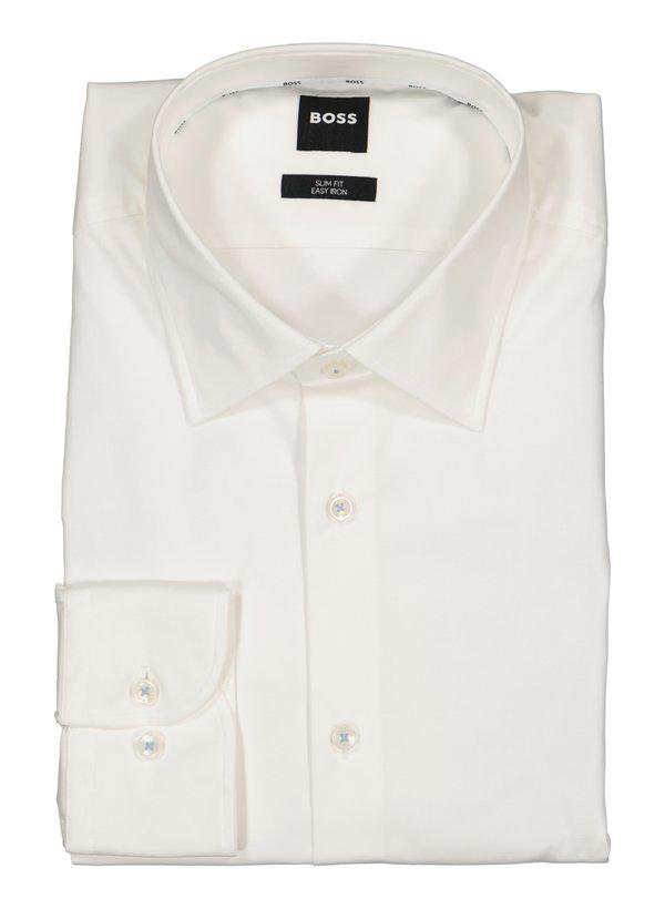 BOSS Black, Hemd Hank, Slim Fit, Baumwoll-Stretch, weiß