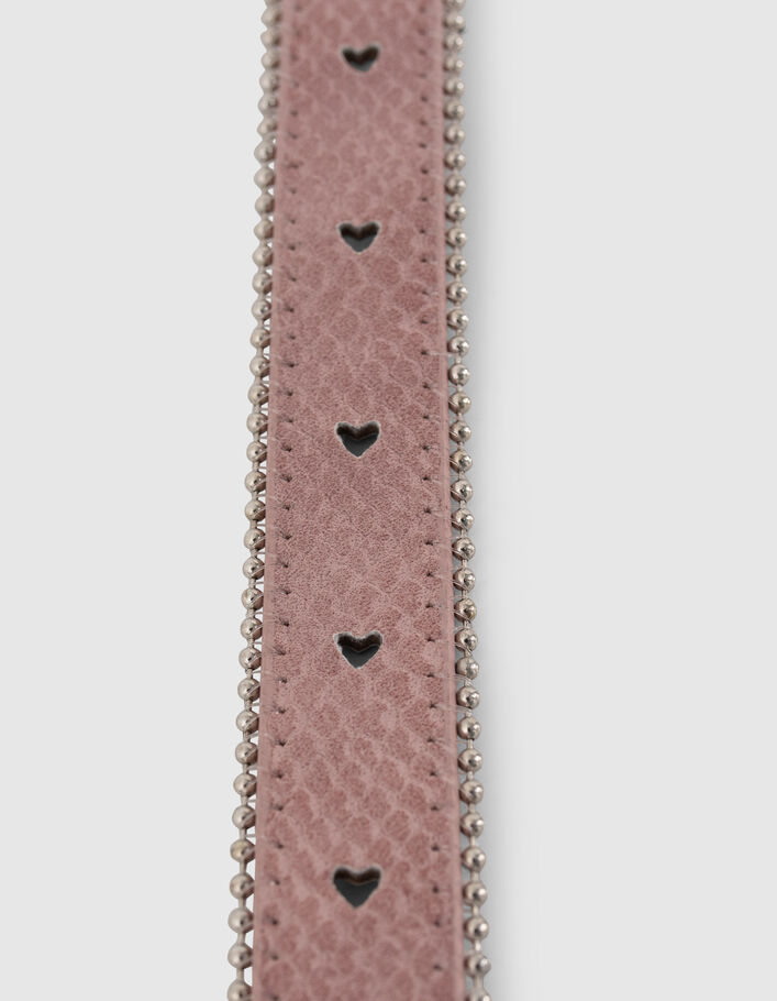 Ceinture rose ajourée coeurs et microbilles fille
