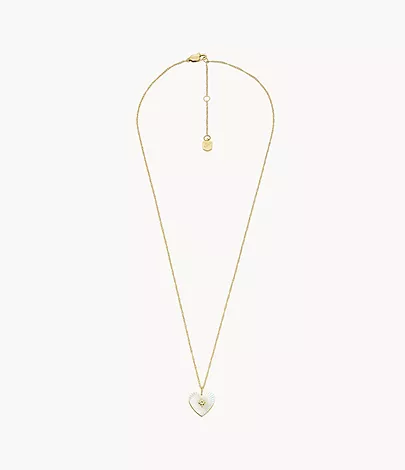 Fossil Kette Sutton Radiant Love Anhänger Heart Perlmutt Edelstahl goldfarben