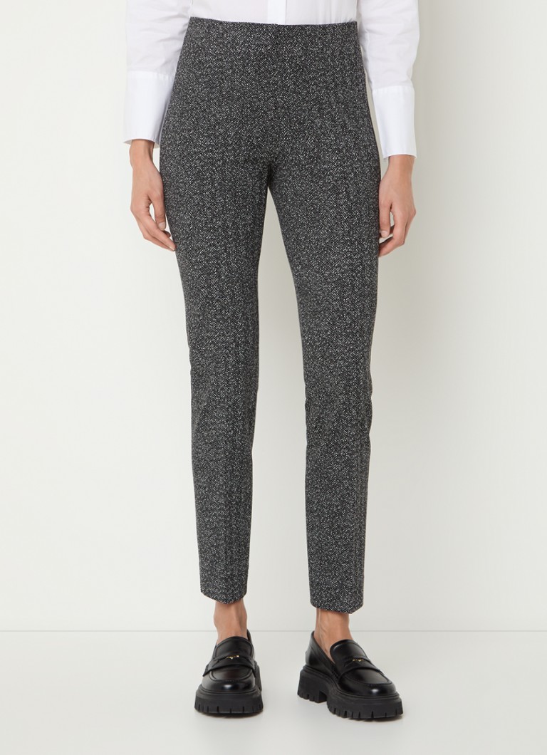 Pantaloni Gardeur cu talie medie, slim fit, cu imprimeu în spic de herringbone.