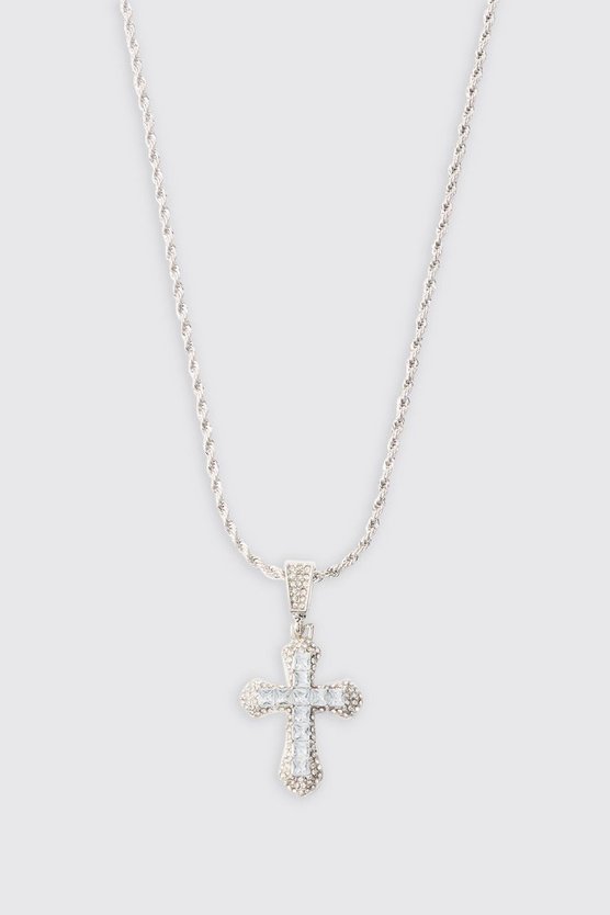 Silberne Kette mit Kreuz-Anhänger