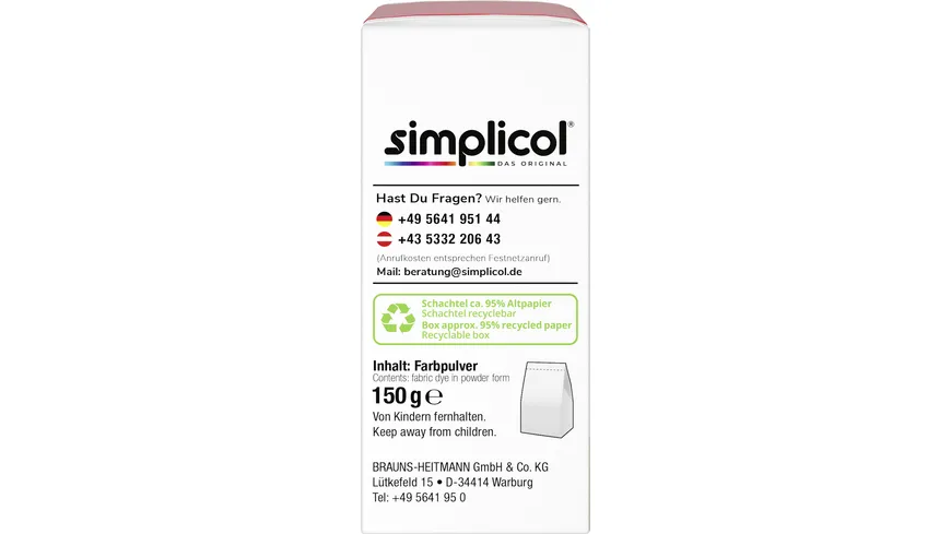 simplicol Textilfarbe expert Mohn-Rot 150 g