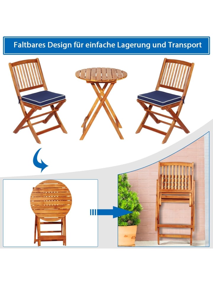 COSTWAY 3tlg. Terrassenset in Blau günstig kaufen onesize