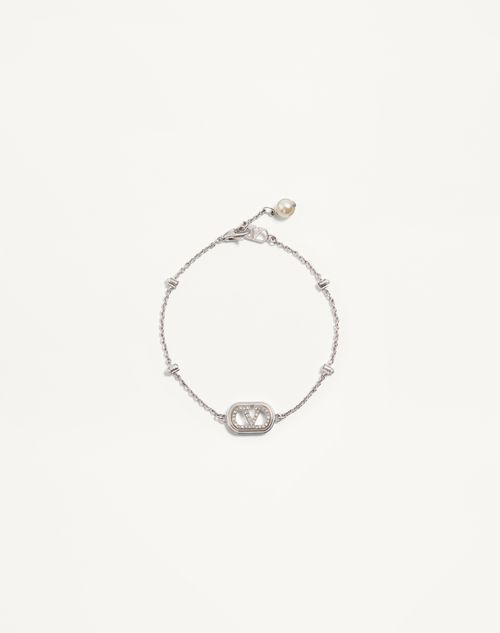 Pulseira com a assinatura VLogo em metal, pérolas e cristais Swarovski®