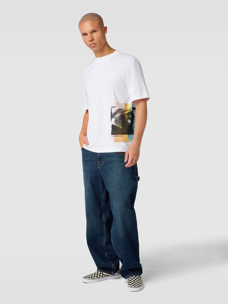 T-Shirt mit Motiv-Print in weiss
