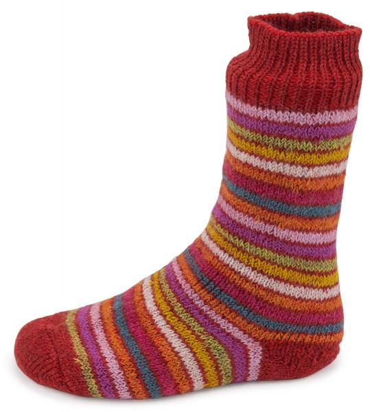 Hirsch Natur Kids ~ Vollplüsch-Socke ~ Ringel Mohnmeliert