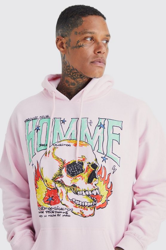 Oversize Trainingsanzug mit Totenkopf-Print und Kapuze