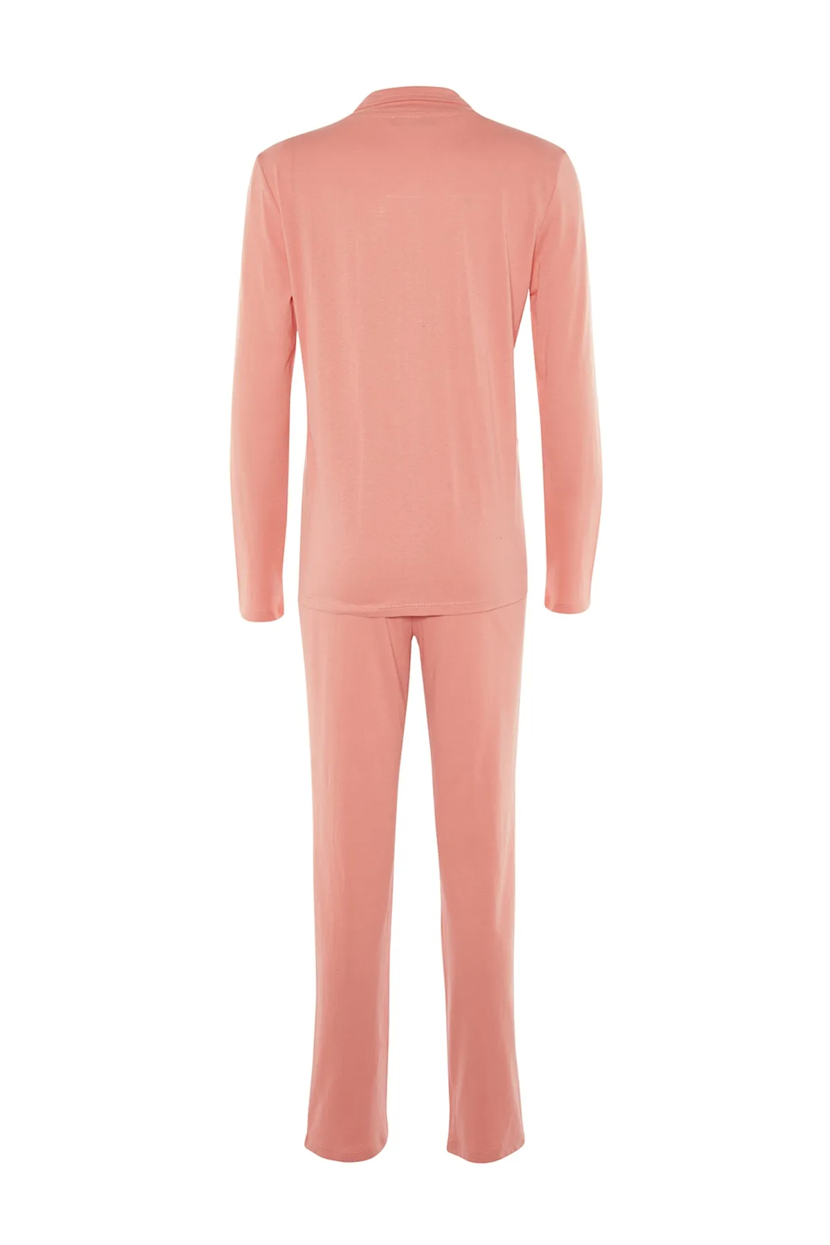 Trendyol Collection  Rosa besticktes Pyjama-Set aus Strick THMAW23PT00151