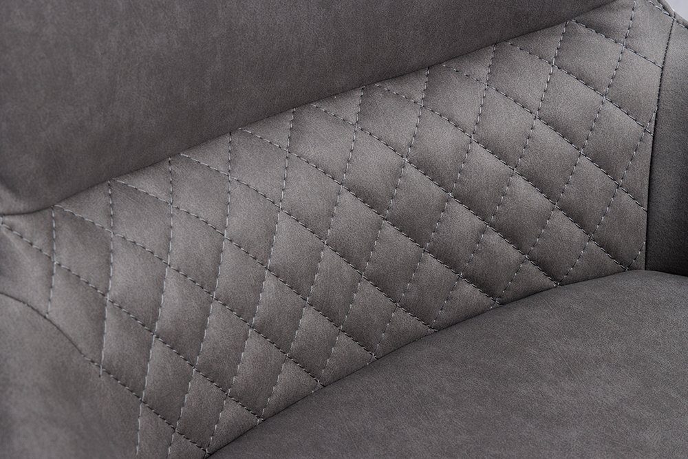 riess-ambiente Polsterstuhl ALPINE grau-hellgrau / schwarz (Einzelartikel, 1 St), Esszimmer · Microfaser · Metall · mit Armlehne · 180° drehbar · Modern