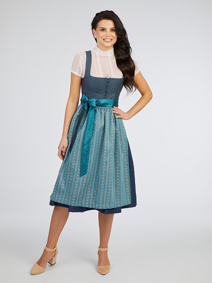 Turi Landhaus Dirndl in Dunkelblau/ Petrol günstig kaufen