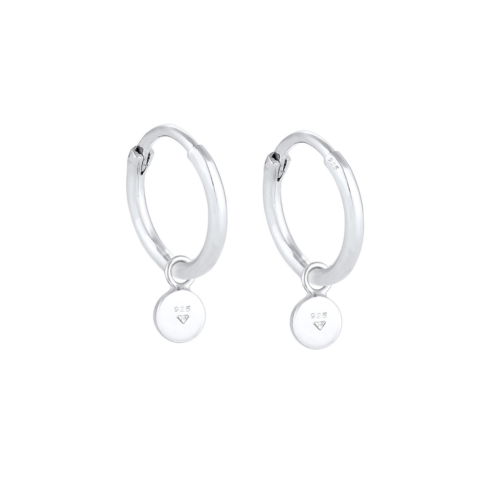 Elli Elli Boucles d'Oreilles Pendentif plaque créole pour femme Basic en argent sterli Boucles d'oreilles