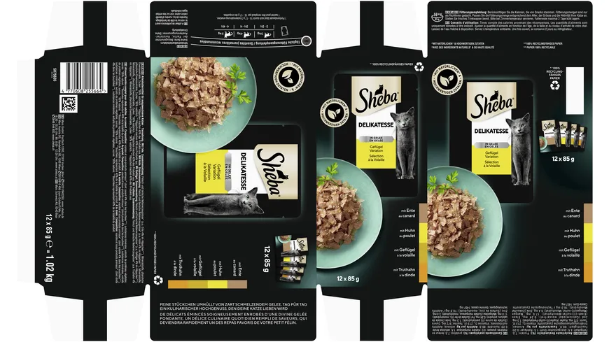 SHEBA® Delikatesse in Gelee Geflügel Variation Portionsbeutel 1020 g