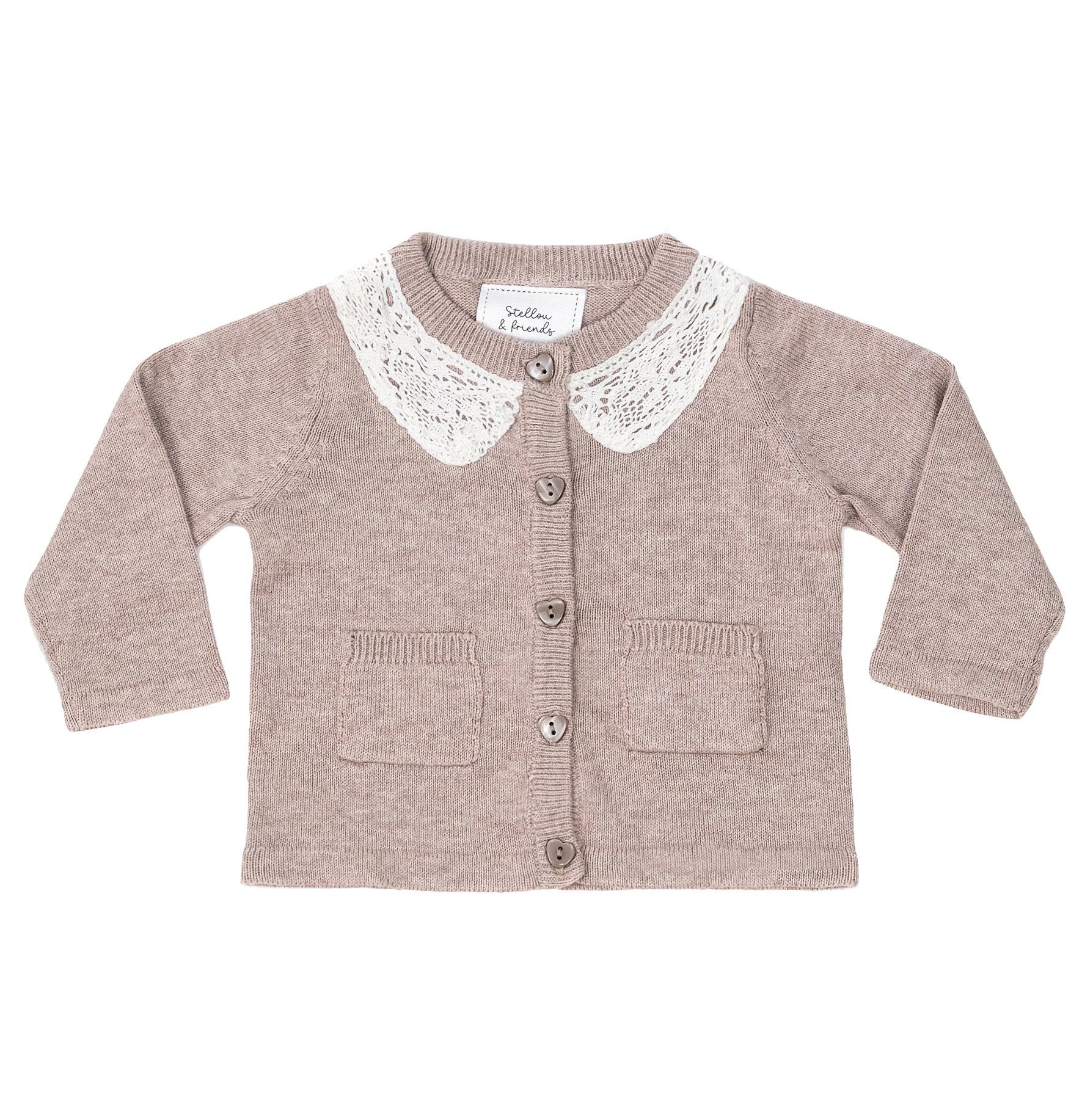 Stellou & friends Cardigan Stellou & friends Cardigan mit Spitzenkragen