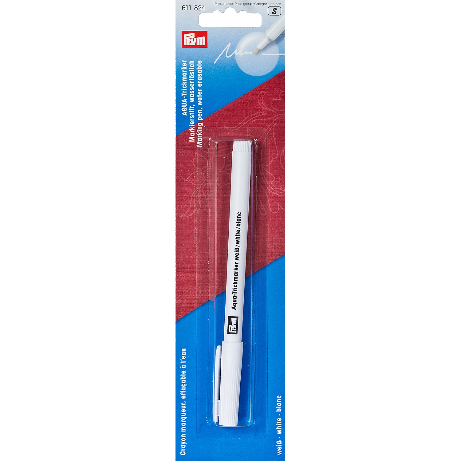 Prym Aqua-Trickmarker für dunkle Stoffe, wasserlöslich, Farbe: weiß