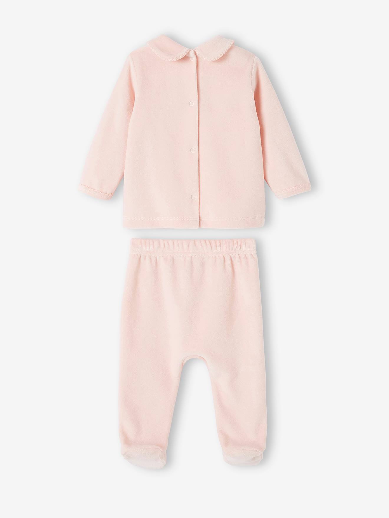 Lot de 2 pyjamas bébé en velours rose poudré