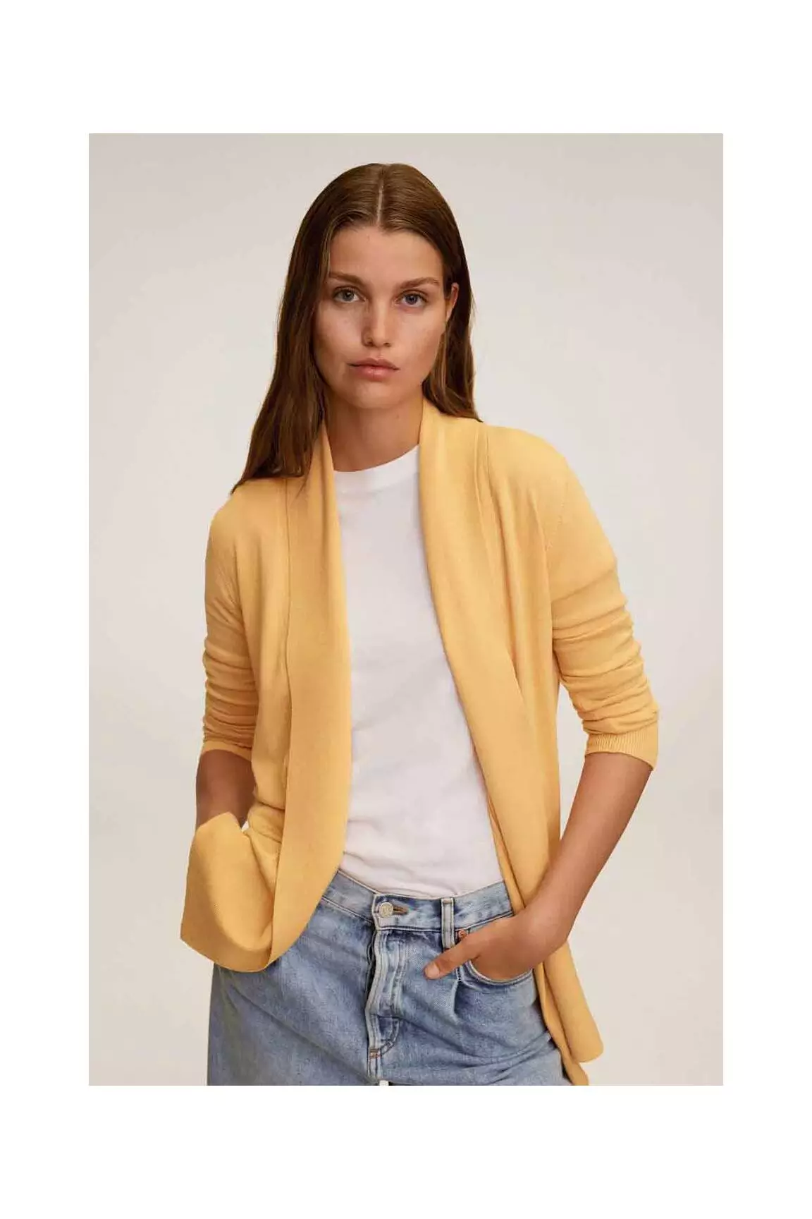 Mango Cardigans Femme couleur jaune