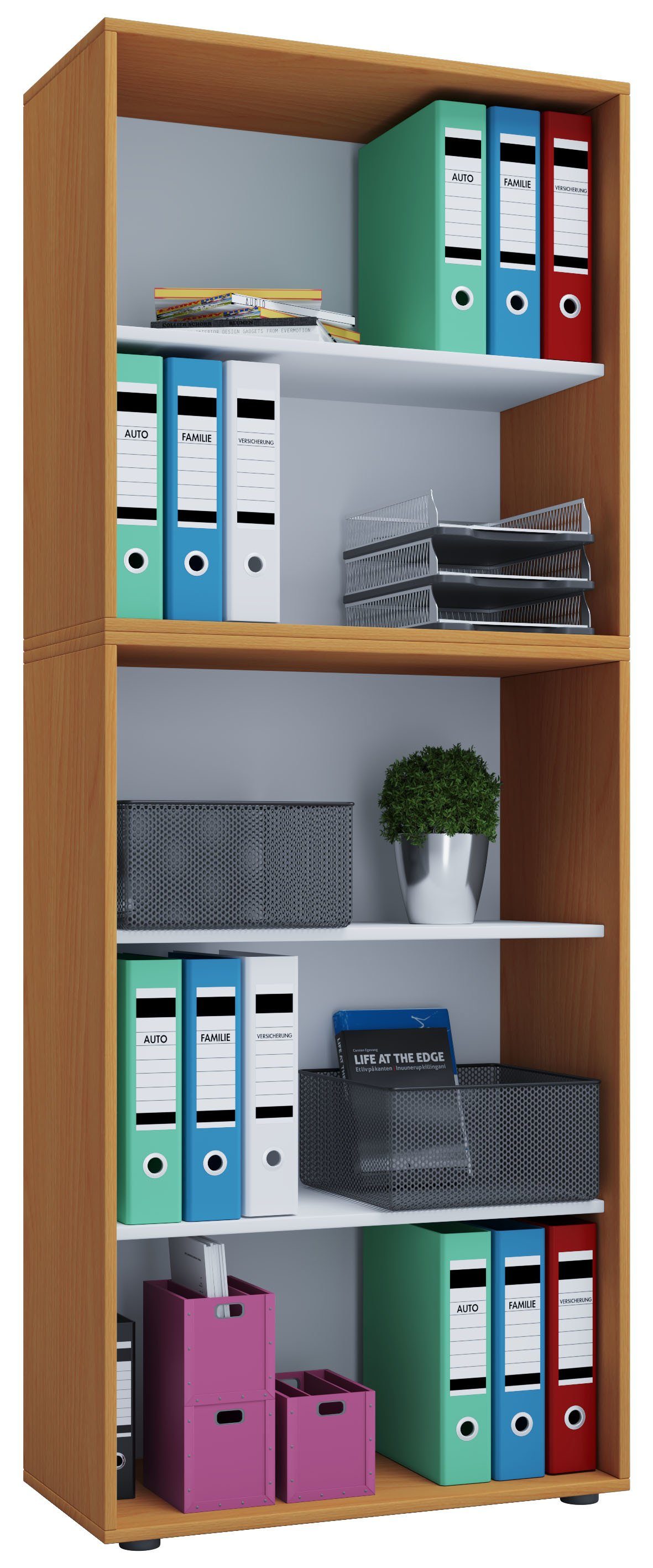 VCM Aktenregal Holz Büro Regal Bücher Ordner Aktenregal Lona 5f, 1-tlg.