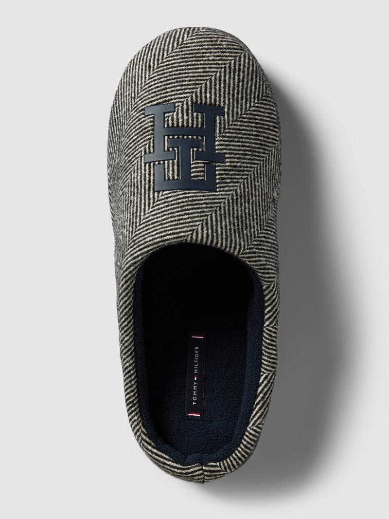 Hausschuhe mit Label-Detail Modell 'HERRINGBONE' in schwarz