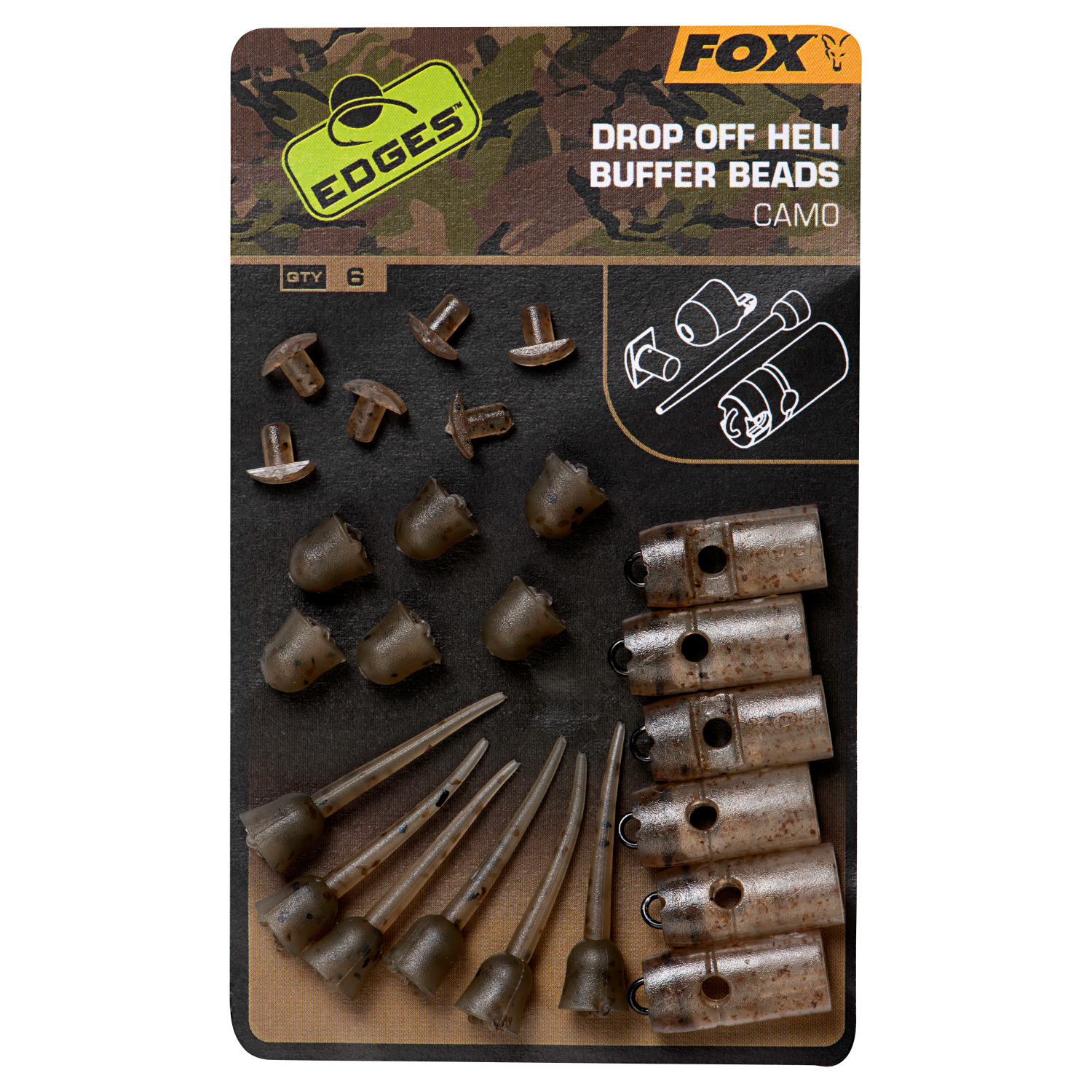 Fox Carp Camo Drop Off Heli Buffer Bead Kit