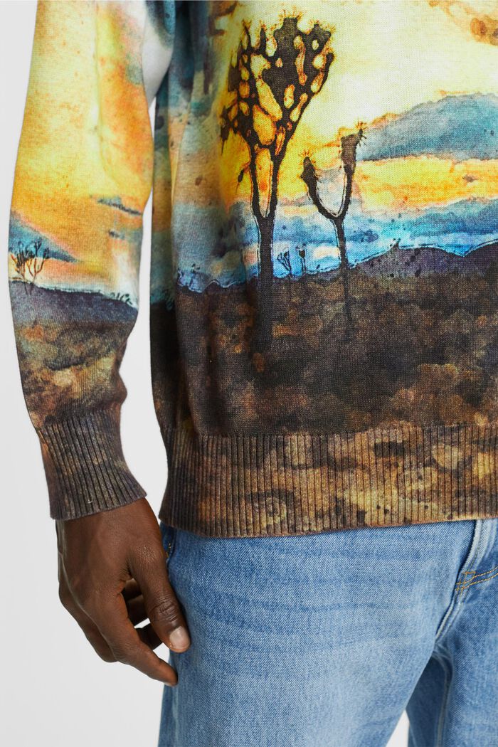 Pullover mit digitalem Allover-Landschafts-Print