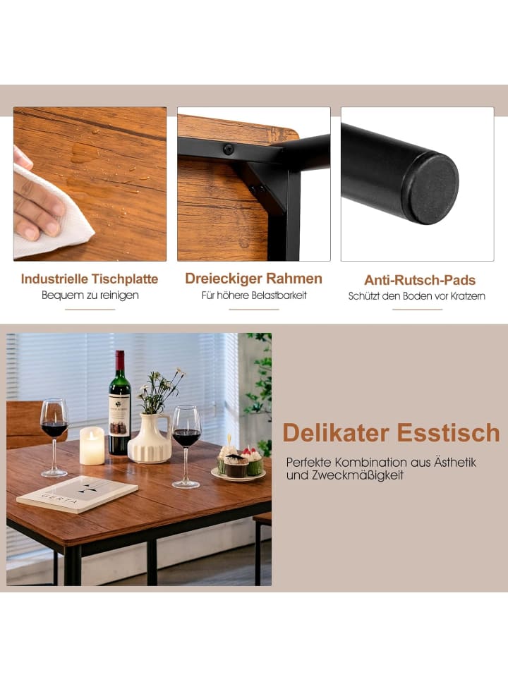 COSTWAY Esstisch 5 tlg. Set in Braun günstig kaufen onesize