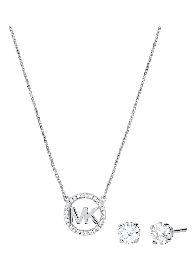 Set regalo Michael Kors con logo MK, composto da collana e orecchini in argento sterling MKC1260AN040