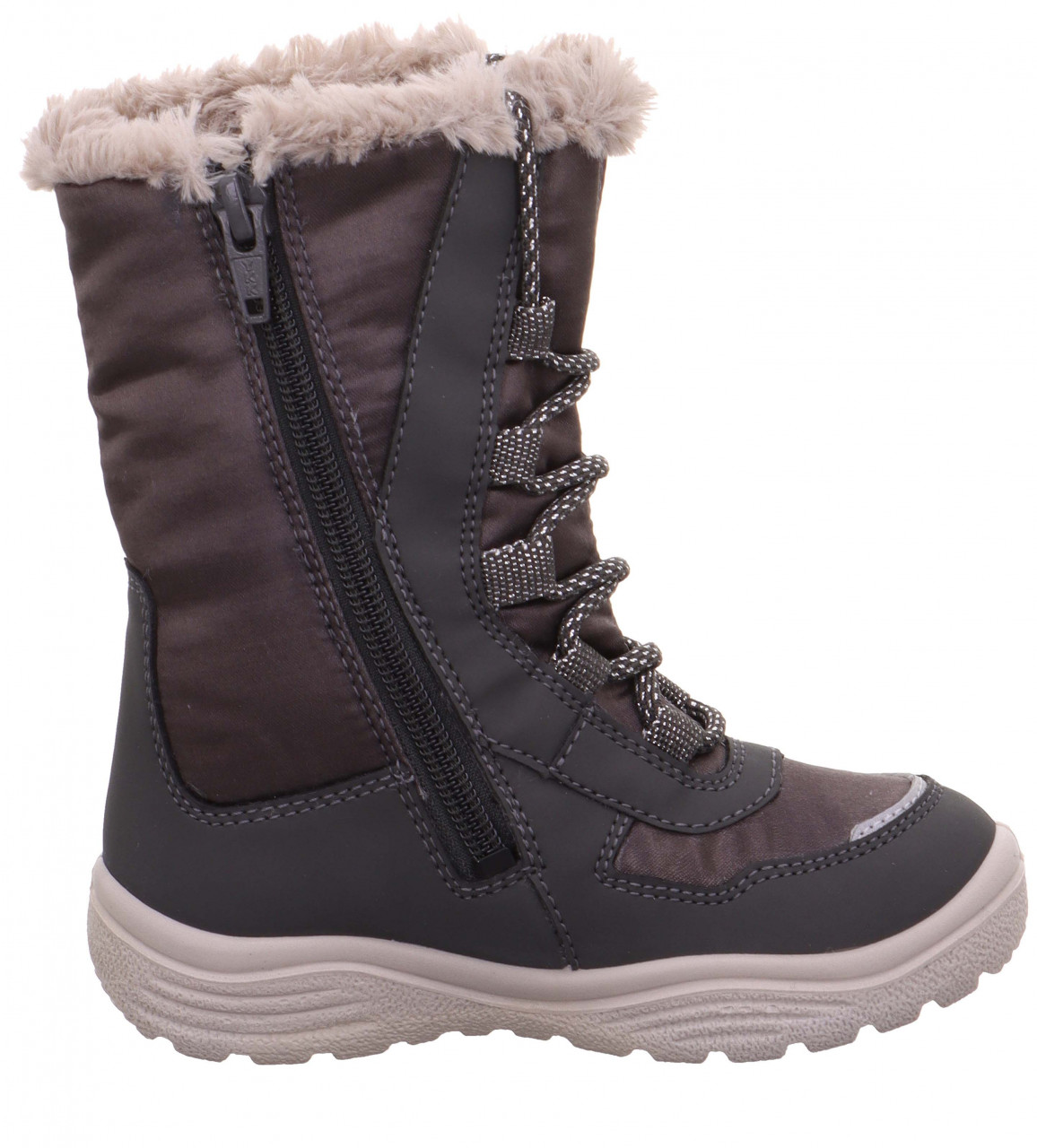 CRYSTAL - Grau Stiefel mit Reißverschluss