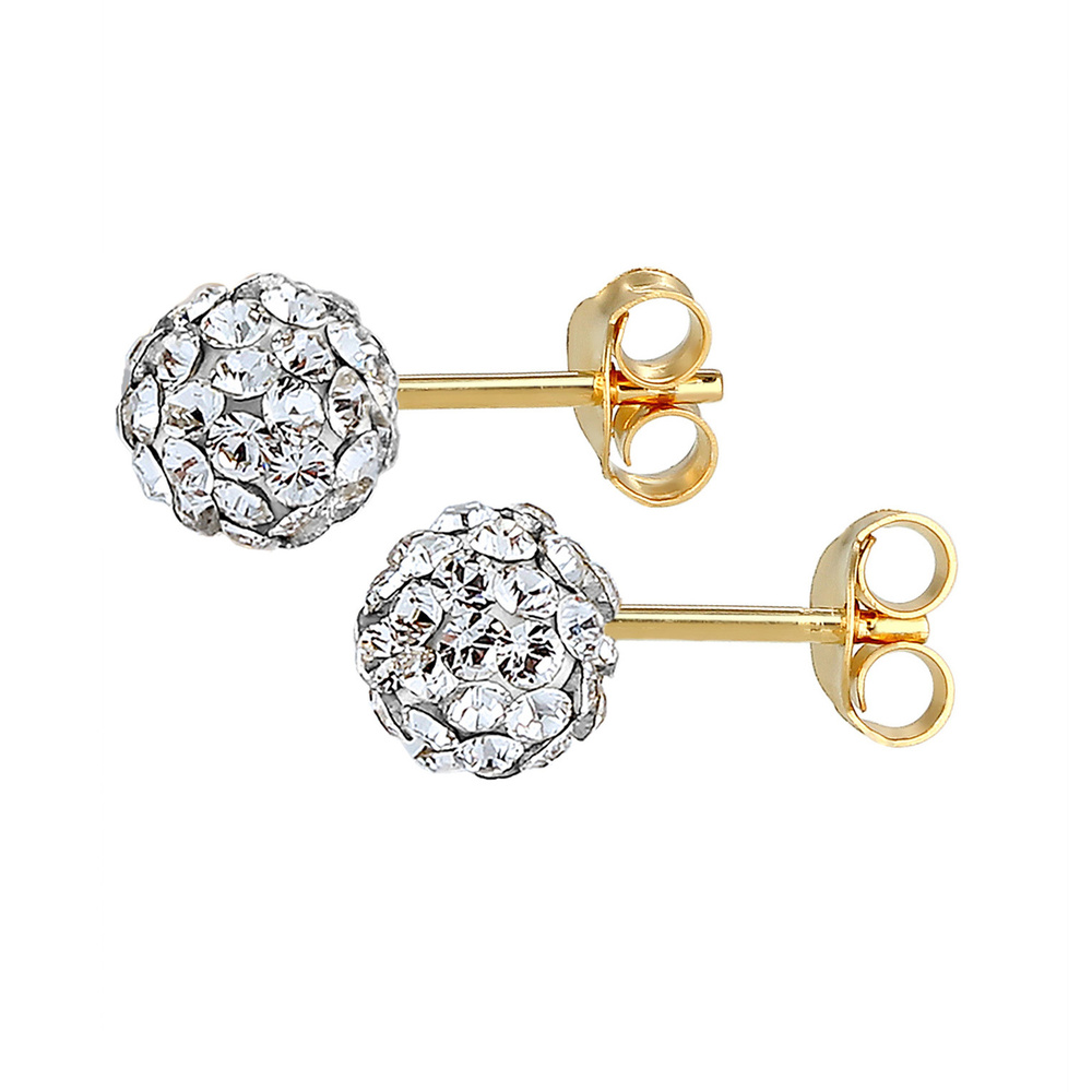 Elli Elli Boucles d'Oreilles Femmes Clous d'oreilles Boule Élégant avec Cristaux en Ar Boucles d'oreilles