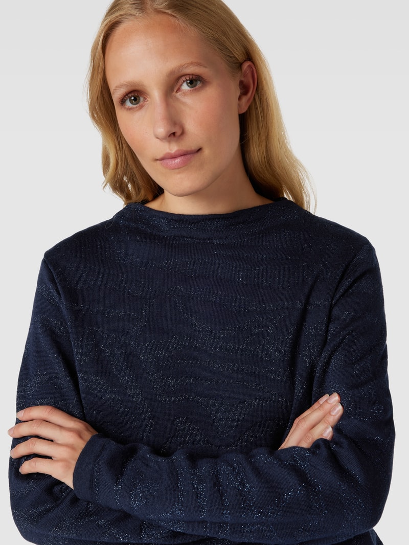 Strickpullover mit Effektgarn in marineblau