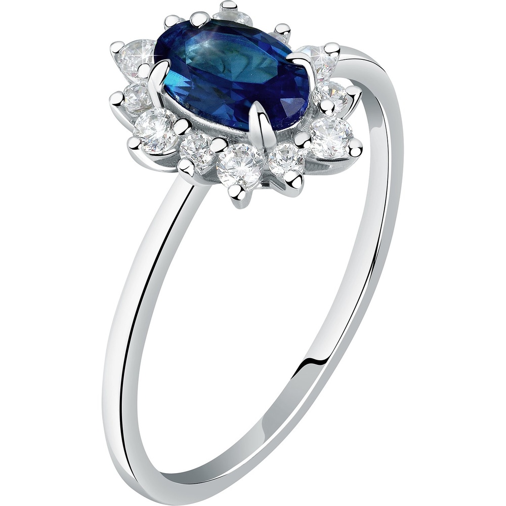 Live Diamond Bague pour femme 375 Or blanc recyclé bleu Bague