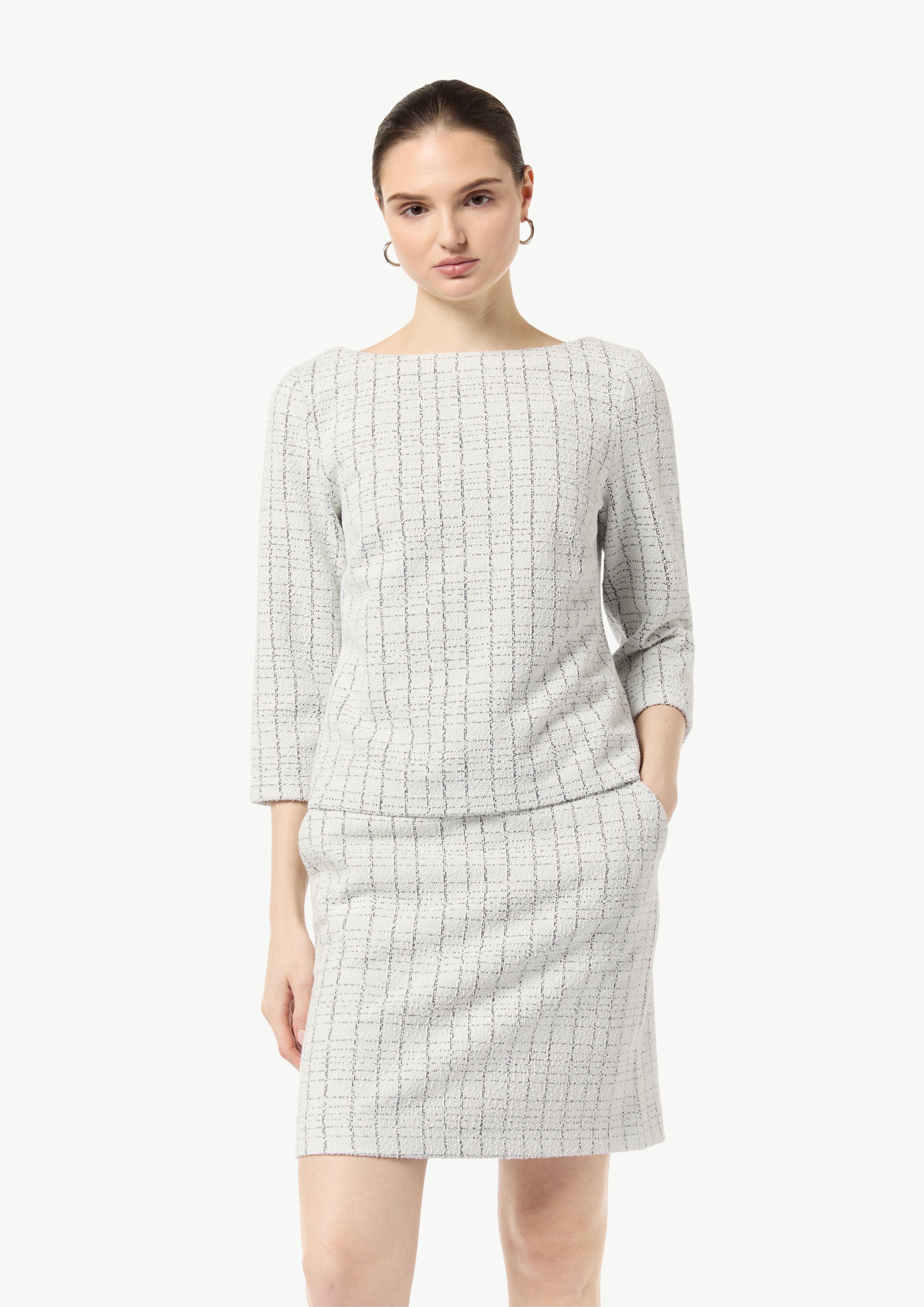 Bouclé-Jerseyshirt mit Metallic-Garn - hellgrau