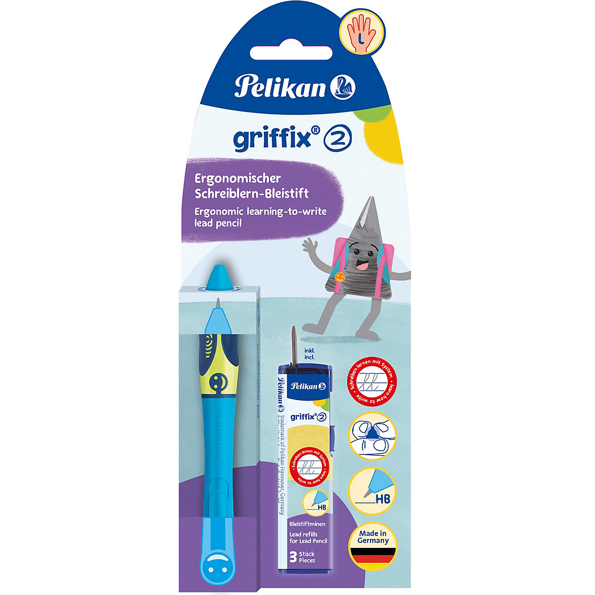 griffix Ergonomischer Schreiblern-Bleistift Blue Linkshänder