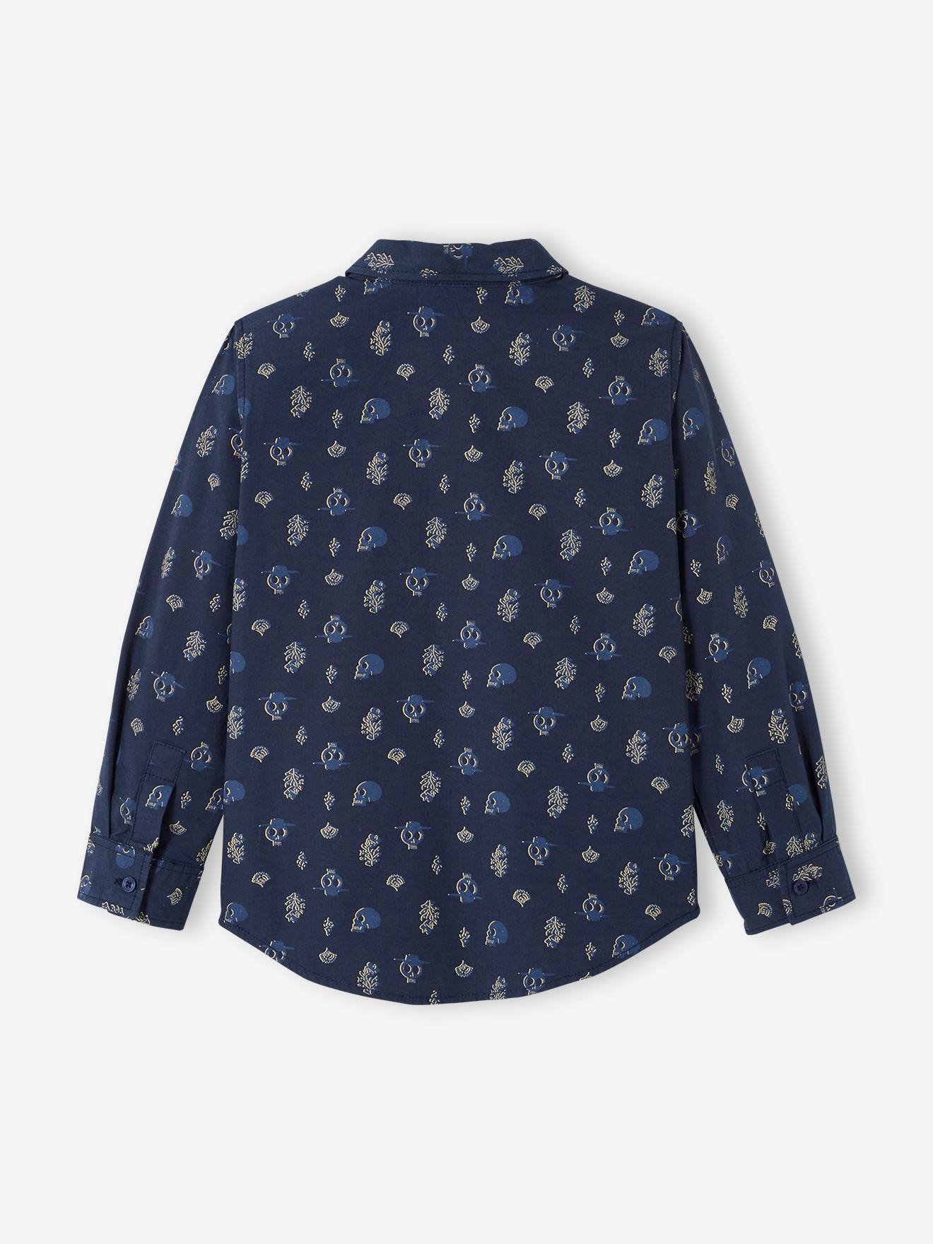 Chemise motifs gipsy garçon bleu ardoise foncé imprimé