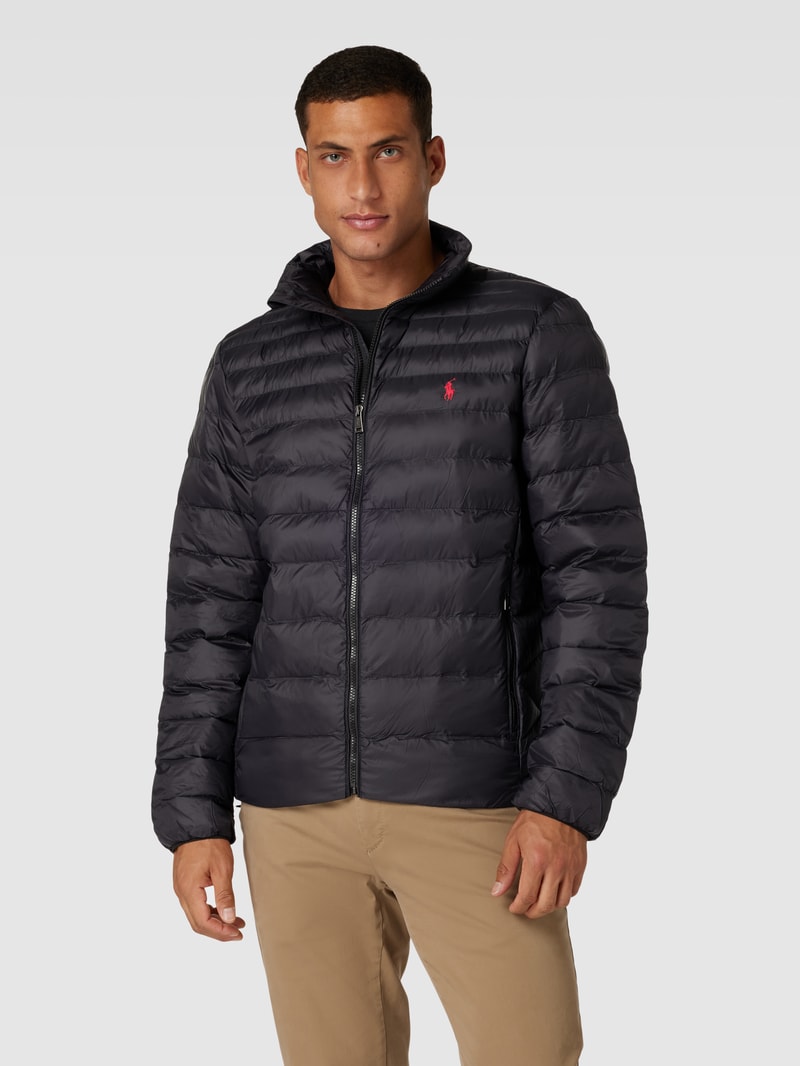 Steppjacke mit Label-Stitching Modell 'TERRA' in schwarz