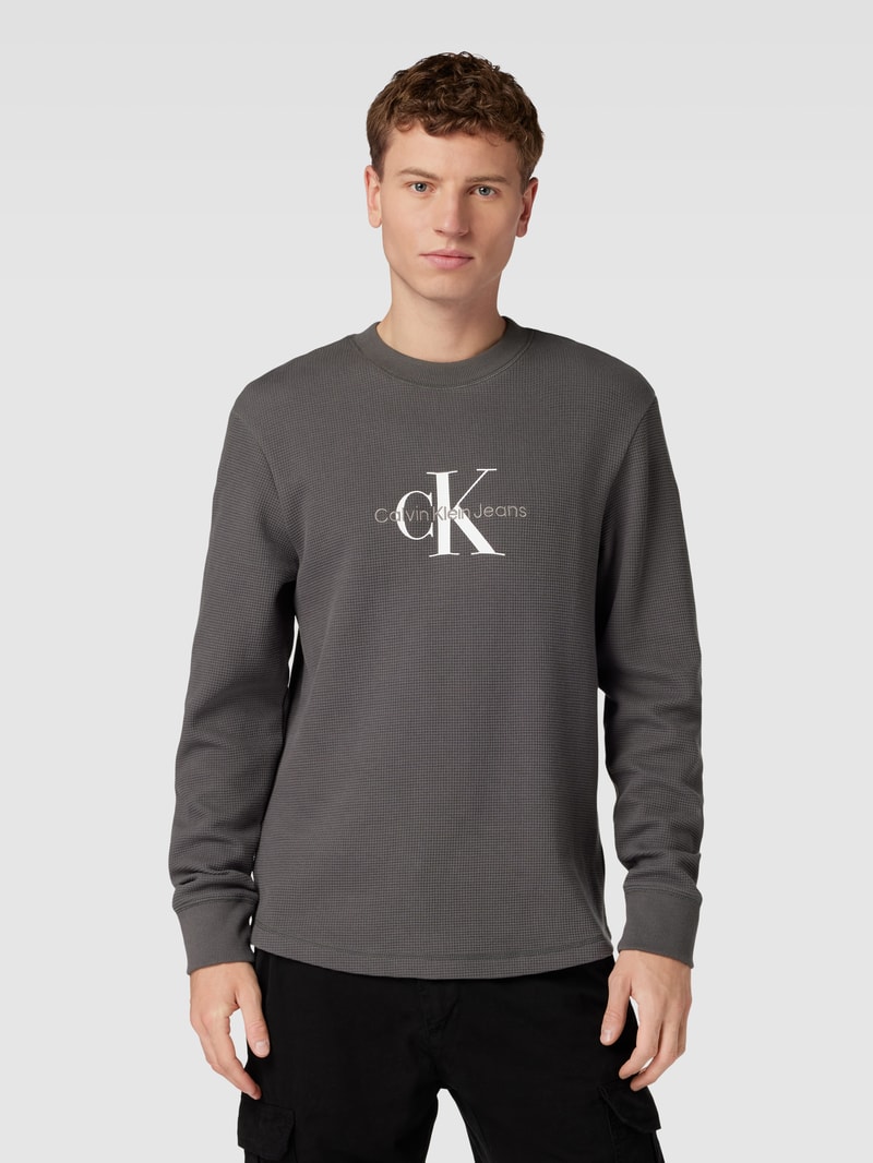 Longsleeve in Waffelstruktur Modell 'ARCHIVAL' in anthrazit