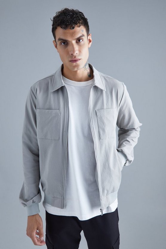 Stretch Harrington-Jacke mit Taschen