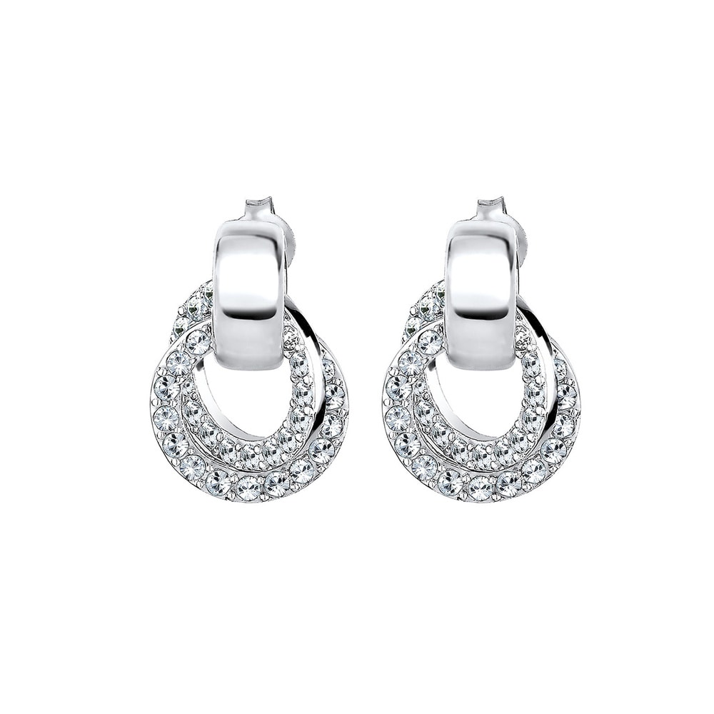 Elli Elli Boucles d'Oreilles Femme Cercle Glamour Cristal 925 Sterling Argent Boucles d'oreilles