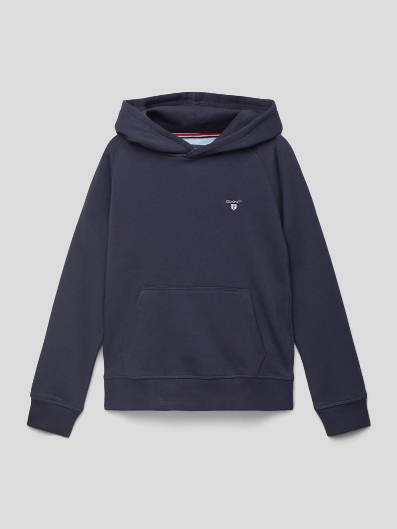 Hoodie mit Label-Stitching in marineblau