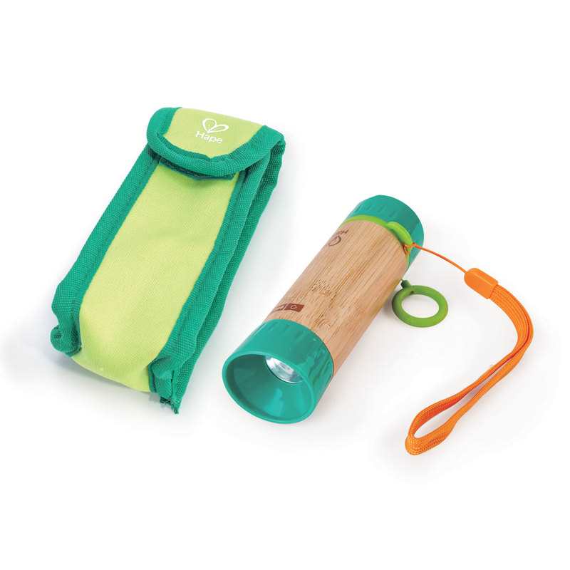 Lampe de poche à dynamo et sa pochette Hape