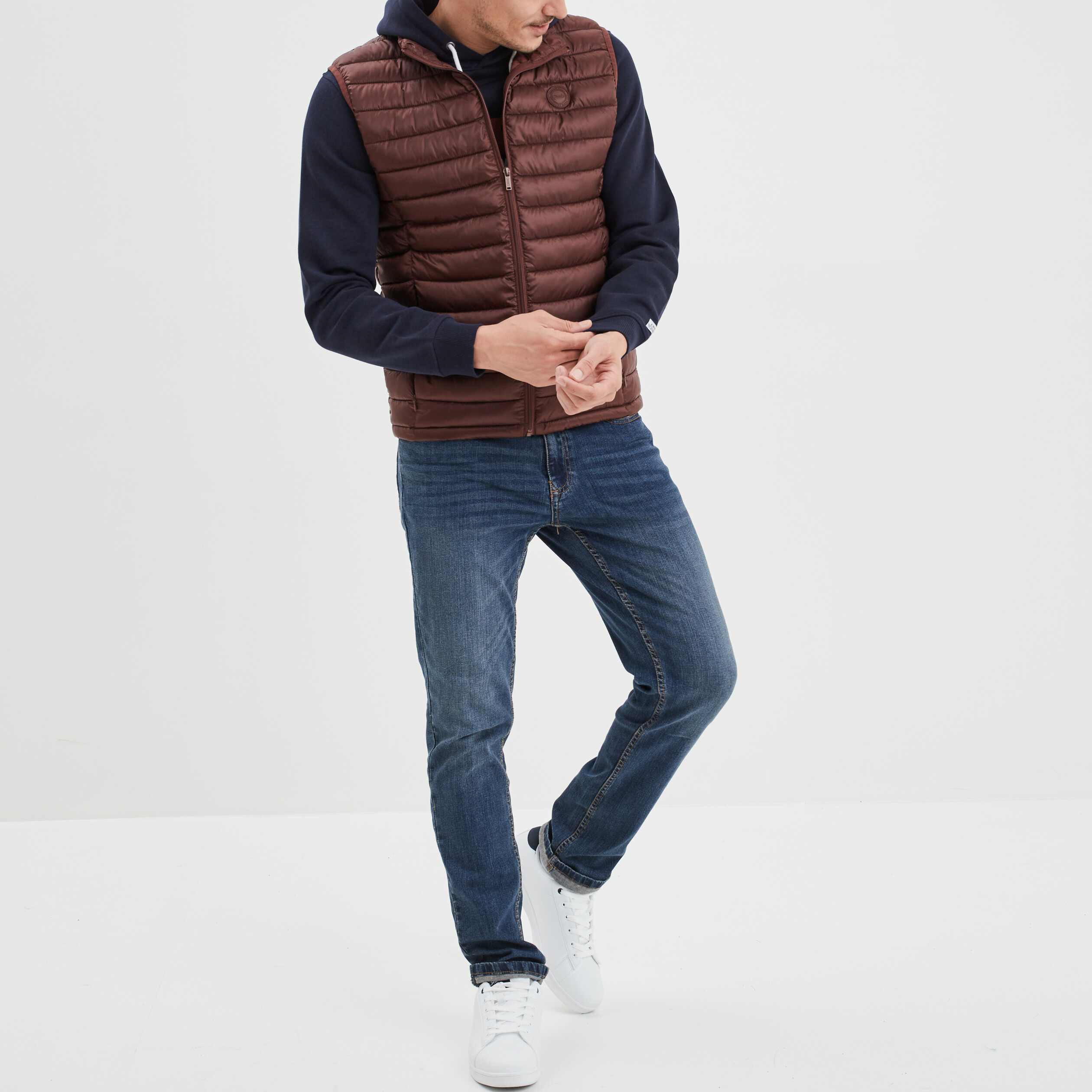 Doudoune légère zippée sans manches bordeaux homme | La Halle