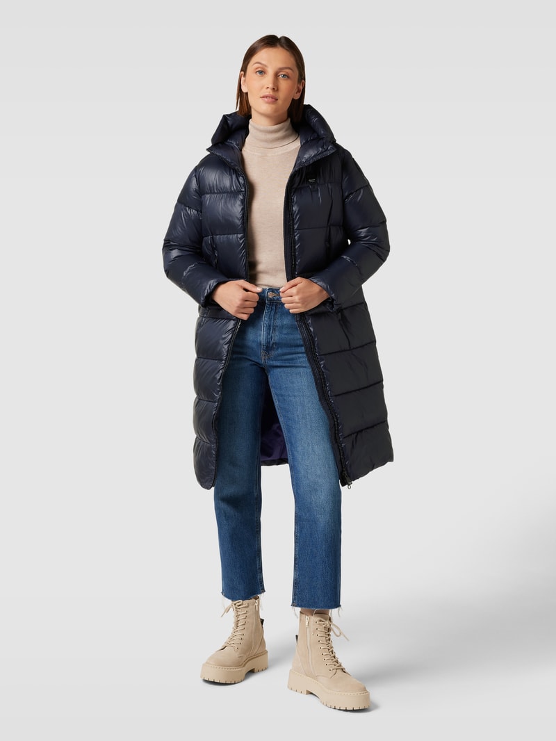 Steppmantel mit Kapuze in marineblau