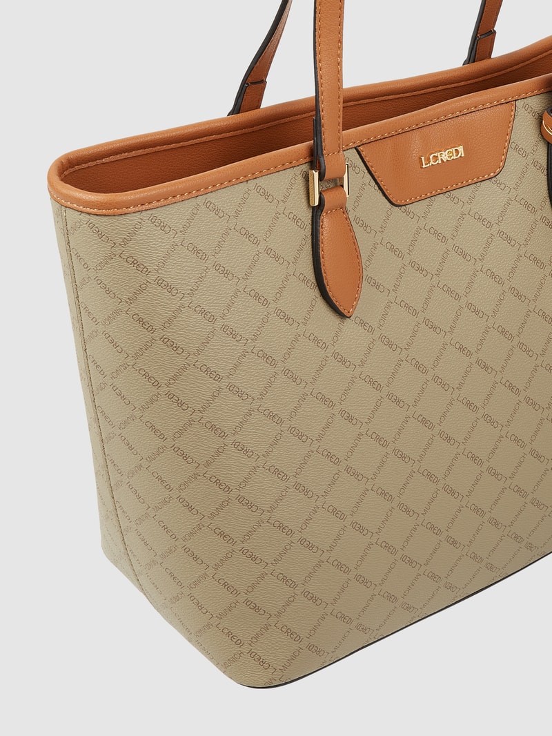 Shopper mit Logo-Muster in taupe