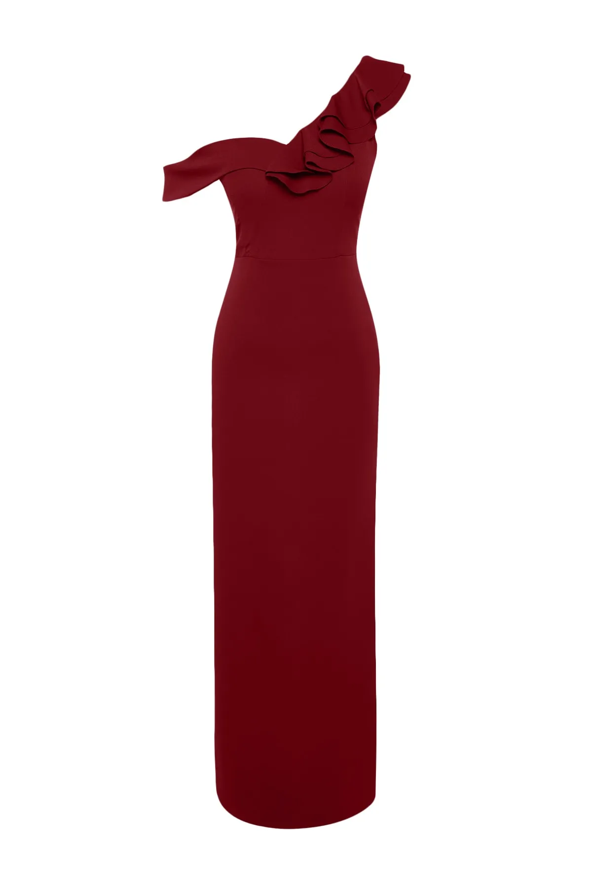 Trendyol Collection  Burgunderrotes langes Abendkleid mit Blumenmuster TPRSS23EL00208