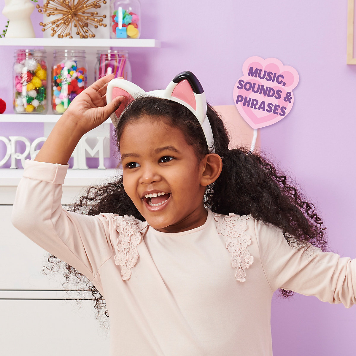 Gabby‘s Dollhouse, Magical Musical Cat Ears, Haarreif mit Katzenohren, mit Licht, Geräuscheffekten und Musik, geeignet für Kinder ab 3 Jahren