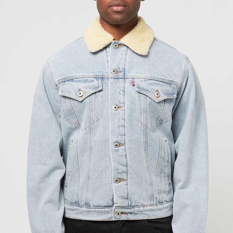 ICECREAM Running Dog Sherpa Trucker Jacket heavy wash blue