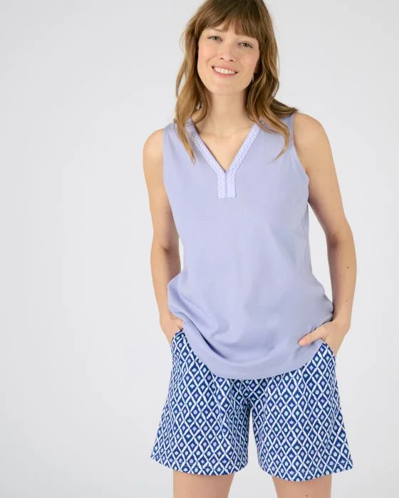 Pyjashort fantaisie maille jersey pur coton peigné